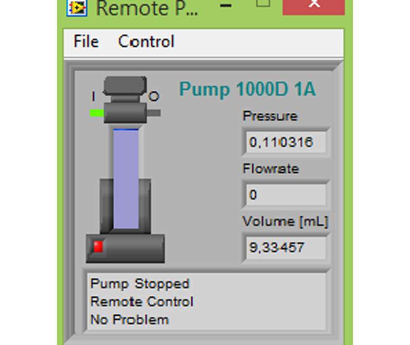 Screenshot ISCO Pump Control Visuelle Pumpenstatusanzeige