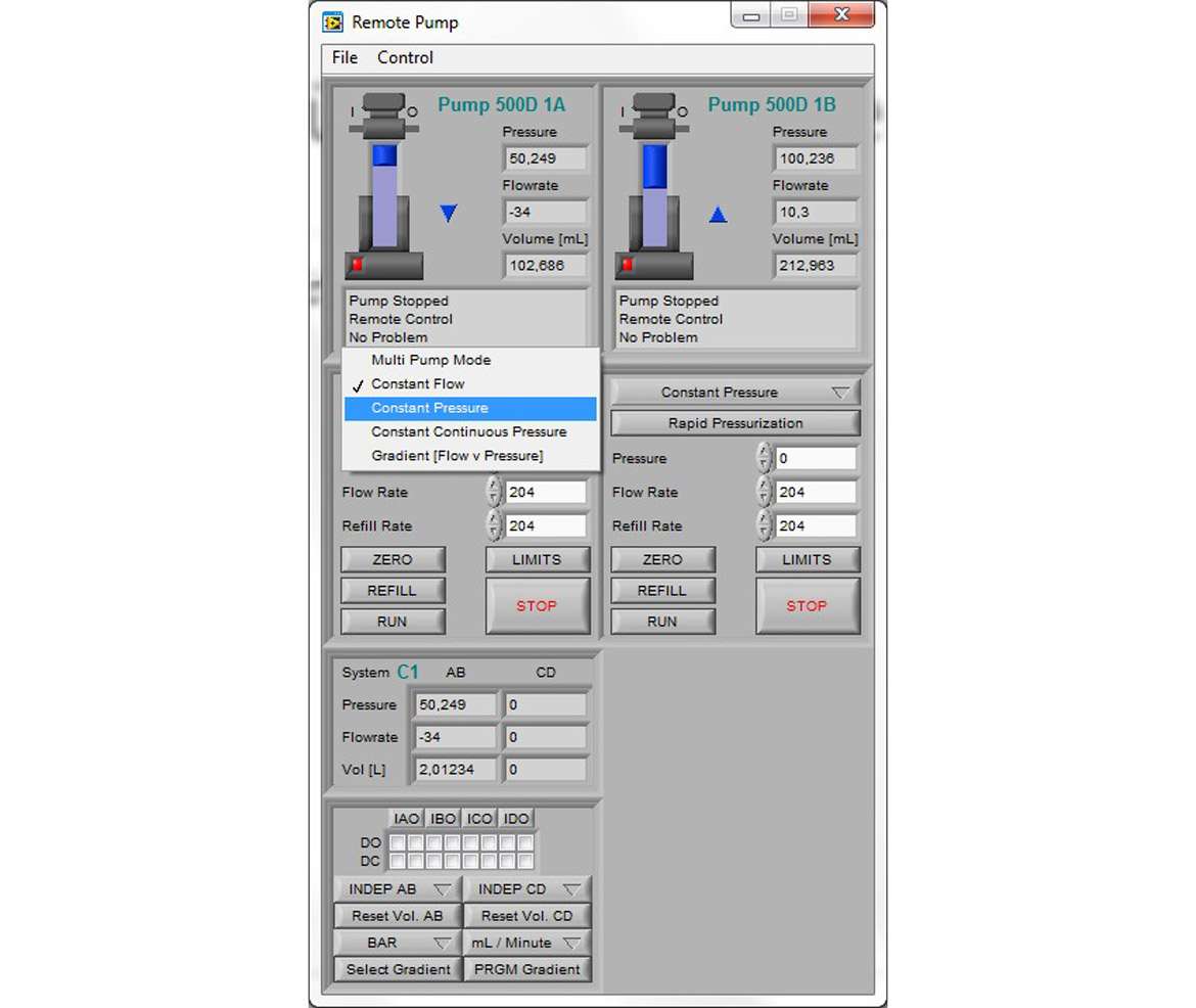 Screenshot ISCO Pump Control