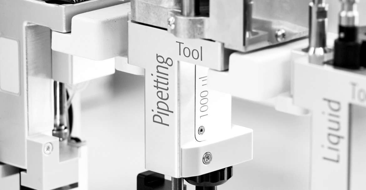 Nahaufnahme des Pipetting Tools zum automatischen Pipettieren