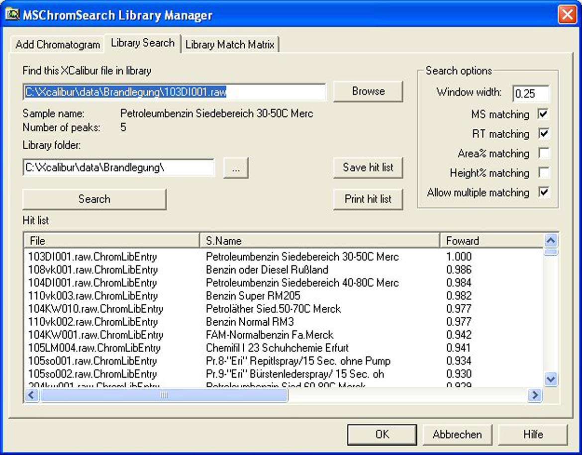 Screenshot MS Chromsearch