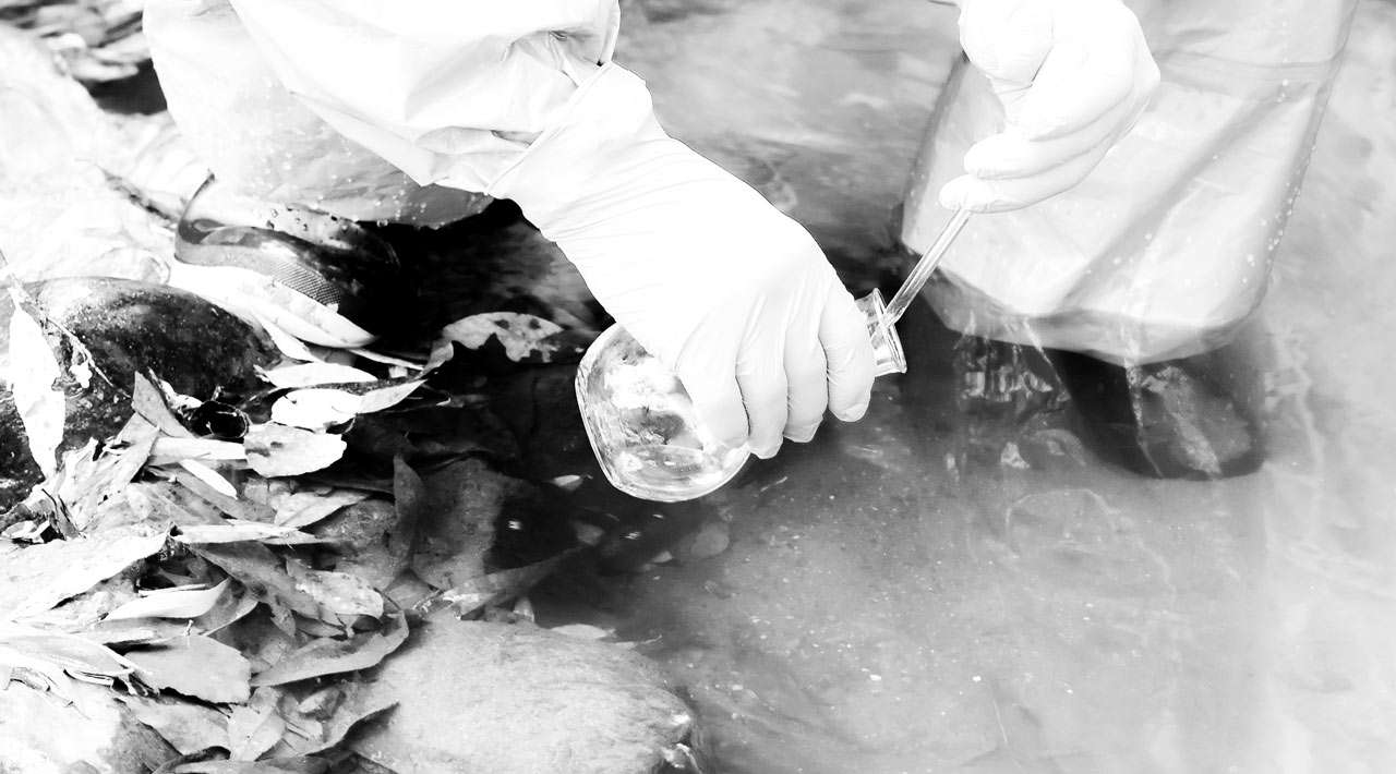 Ein Graustufenbild zur Wasser- und Umweltanalytik als Header
