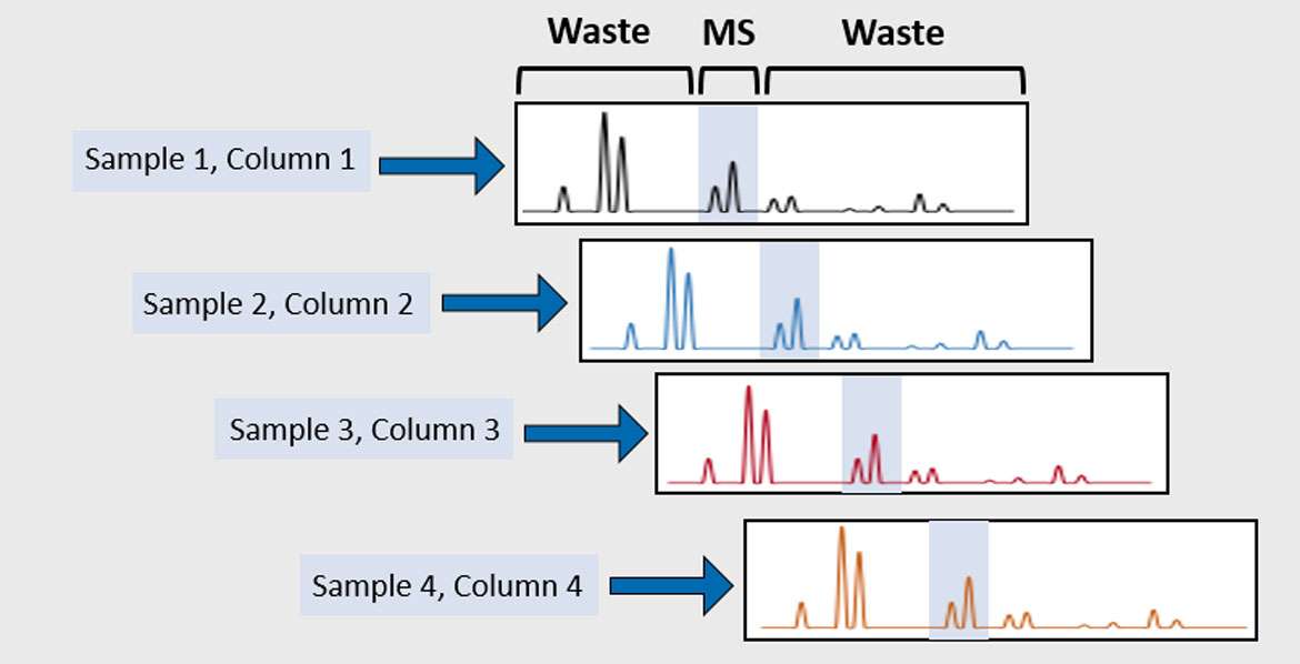 Grafik der Multiplexing Fraction of four samples to the LC MS